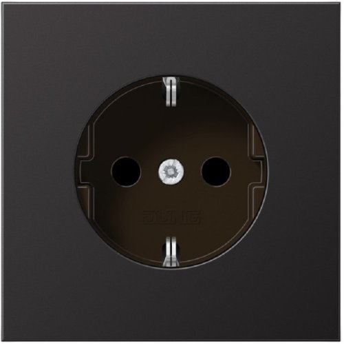 Розетка с заземлением без рамки Jung LS990 metal 1-м. алюминий темный фото Розетка с заземлением без рамки Jung LS990 metal 1-м. алюминий темный картинка